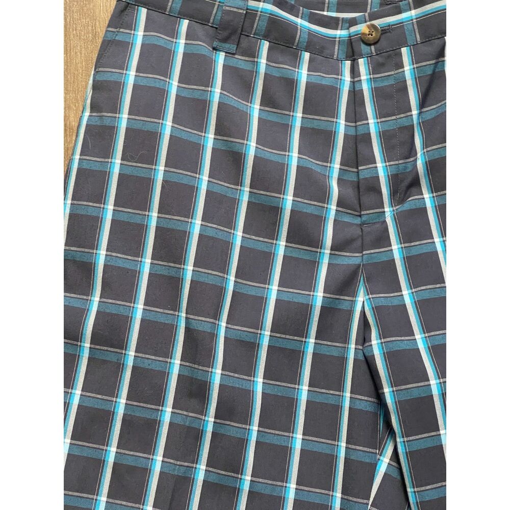 Men's Adidas Navy Blue Plaid Walking Golf Shorts Flat Front SIZE 35 - Picture 2 of 8